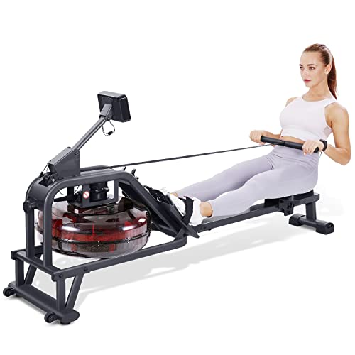 Water Rowing Machine for Home Use Water Resistance 300 Lbs Weight Capacity Row Machine Exercise Rower Equipment with Digital Monitor