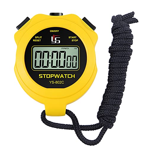 Only Stopwatch with ON/Off Function, No Clock No Calendar No Alarm No Button-Tone, ZCTIMYI Digital Stopwatch Timer for Coaches Swimming Running Sports Training, Yellow