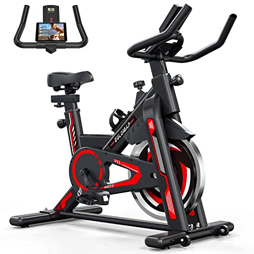 Exercise Bike – Stationary Indoor Cycling Bike for Home Gym with Tablet Holder and LCD Monitor,Silent Belt Drive,Comfortable Seat and Quiet Flywheel