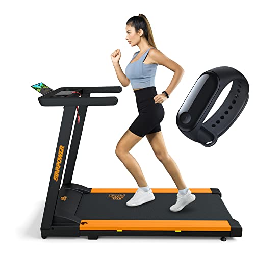 SSPHPPLIE Folding Treadmill with APP Smart Band, Portable Treadmill Foldable with 300 lb Capacity, 3.0 HP Compact Treadmill for Small Space