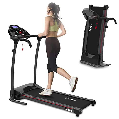 Redliro Compact Treadmill Foldable for Small Space, Walking Jogging Machince with LCD Display, Easy Assembly, Move, Store, Good for Apartment Home/Office Use