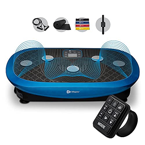 LifePro Rumblex Plus 4D Vibration Plate Exercise Machine – Triple Motor Oscillation, Linear, Pulsation + 3D/4D Motion Vibration Platform/Whole Body Vibration Machine for Weight Loss & Shaping. (Blue)