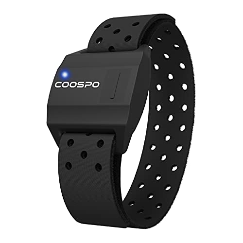 COOSPO Armband Heart Rate Monitor, Bluetooth ANT+ HR Optical Sensor for Sport, Rechargeable Dual Band IP67 HRM, Compatible with Peloton,Wahoo,Polar,Strava,Zwift,DDP Yoga