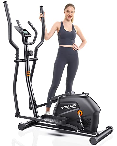 YOSUDA Compact Elliptical Machine – Elliptical Machine for Home Use with Hyper-Quiet Magnetic Drive System, 16 Levels Adjustable Resistance, with LCD Monitor & Ipad Mount