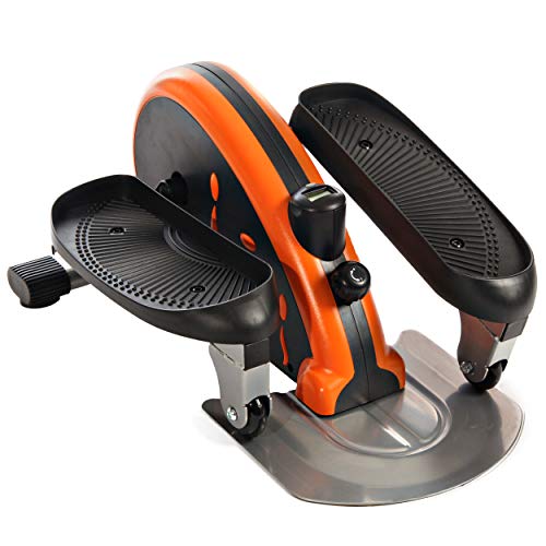 Stamina InMotion E1000 Compact Strider – Seated Ellipticalwith Smart Workout App – Foot Pedal Exerciser for Home Workout – Up to 250 lbs Weight Capacity – Black Orange