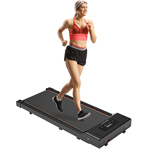 Under Desk Treadmill TODO 2 in 1 Walking Pad Walkstation Jogging Running Portable Installation Free for Home Office Use, Slim Flat LED Display and Remote Control