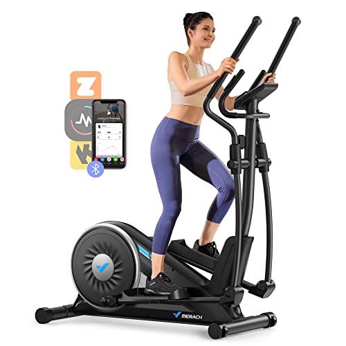 Elliptical Machine with Exclusive MERACH App, Cross Trainer with Doubled HED Drive System, 16-Level Magnetic Resistance, Elliptical Training Machines for Home Use, E09