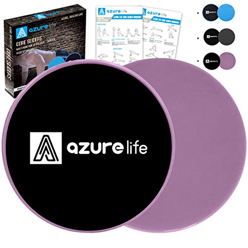 A AZURELIFE Exercise Core Sliders, Dual Sided Exercise Gliding Discs Use on Carpet or Hardwood Floors, Light and Portable, Perfect for Abdominal&Core Workouts