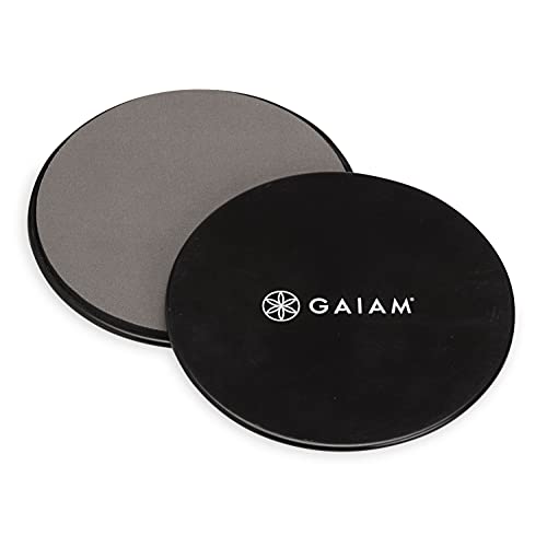 Gaiam Core Sliding Discs – Dual Sided Workout Sliders for Carpet & Hardwood Floor – Home Ab Pads Exercise Equipment Fitness Sliders for Women and Men