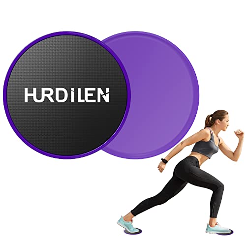 Hurdilen Core Sliders, Exercise Gliding Discs Dual Sided Use on Carpet and Hardwood Floors, Lightweight and Perfect Fitness Apparatus for Training Abdominal Core Strength (Power Purple)