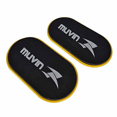 Muvin Core Sliders for Working Out – Pack of 2 Premium Workout Sliders – Fitness Sliders for Full Body Workout, Abdominal Exercise Equipment – Exercise Sliders for All Kinds of Surfaces (Yellow)