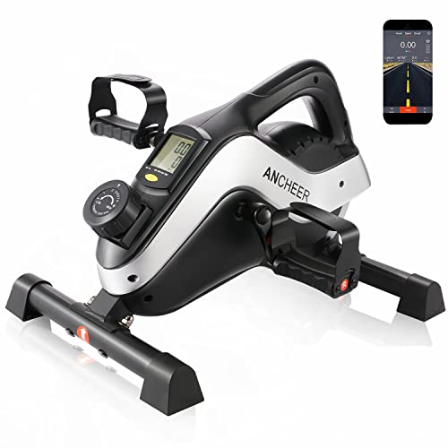 Under Desk Bike Pedal Exerciser, ANCHEER Magnetic Mini Exercise Bike for Arm Leg Recovery, Physical Therapy Leg Exerciser While Sitting for Home and Office Fitness