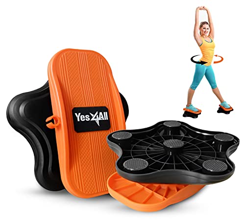 Yes4All Core Ab Twister Board Exercise Equipment For Waist Trainer, Abdominal Exercise- Pair, Black/Orange