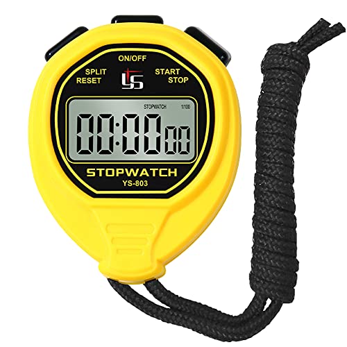 FCXJTU Digital Waterproof Stopwatch, No Bells, No Whistles, Simple Basic Operation, Silent, Clear Display, ON/Off, Large Display for Swimming Running Training Kids Coaches Referees Teachers (Yellow)
