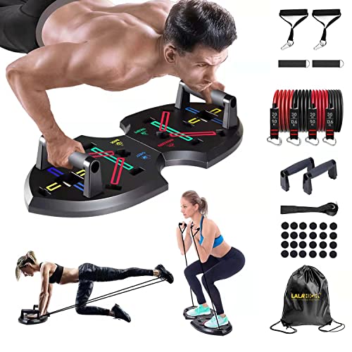 Upgraded Push Up Board: Multi-Functional 20 in 1 Push Up Bar with Resistance Bands, Portable Home Gym, Strength Training Equipment, Push Up Handles for Perfect Pushups, Home Fitness for Men and Women