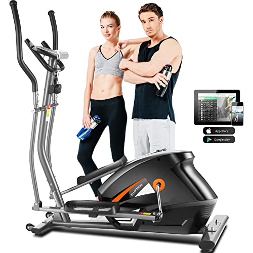 FUNMILY Elliptical Machine for Home Use, Elliptical Exercise Machine with Smart APP Connection, LCD Monitor & Heart Rate Sensor, 10 Level Resistance Magnetic Elliptical Machine, 390Lb Weight Capacity