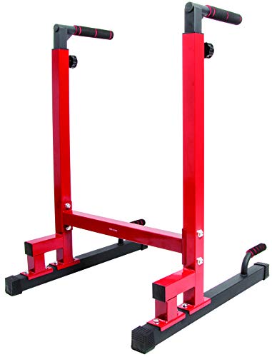 BalanceFrom Multi-Function Dip Stand Dip Station Dip bar with Improved Structure Design, 500-Pound Capacity (Red), Model:BFDB-1YLParent
