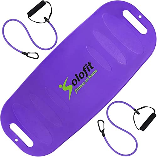 Solofit Balance Board with Resistance Bands – Fitness Board for Adults – The Abs Legs Core Workout Balancing Board – Ideal for Core Workout, Dancers, Ankle Workouts, Balancing Exercises