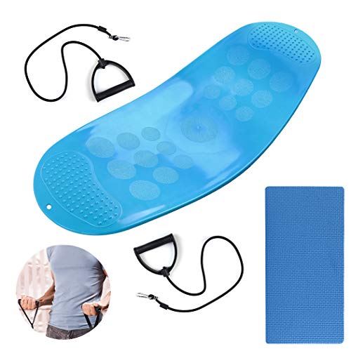 JUSTDOLIFE  Balance Boards yoga board fitness board Twist Boards with Resistance Bands in Blue for Stability Training Twisting Exercise Abs Arms Legs Balance for men and women