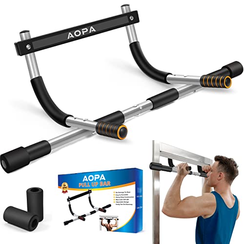 AOPA Pull Up Bar for Doorway, Thickened Steel Max Limit 440 LBS Strength Training Pull-up Bar, Portable Multi-function Pullup Chin Up Bar, Heavy Duty Doorway Upper Body Workout Bar for Home Gyms