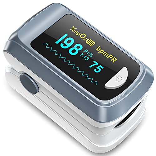 Fingertip Pulse Oximeter Blood Oxygen Saturation Monitor, Heart Rate and Fast Spo2 Reading Oxygen Meter with OLED Screen with AAA Batteries