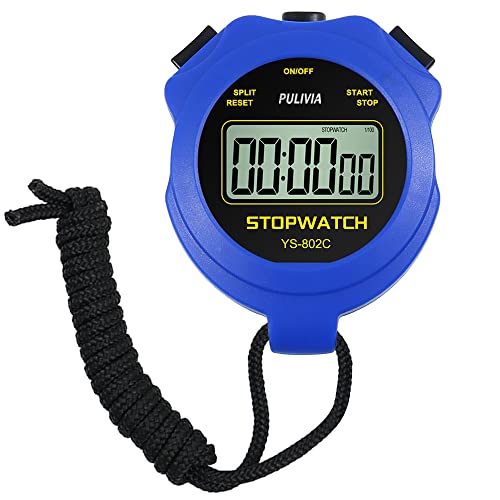 PULIVIA Stopwatch Sport Timer Only Stopwatch with ON/Off, No Clock No Calendar Silent Easy Operation, Digital Stopwatch for Kids Coaches Running Swimming, Blue