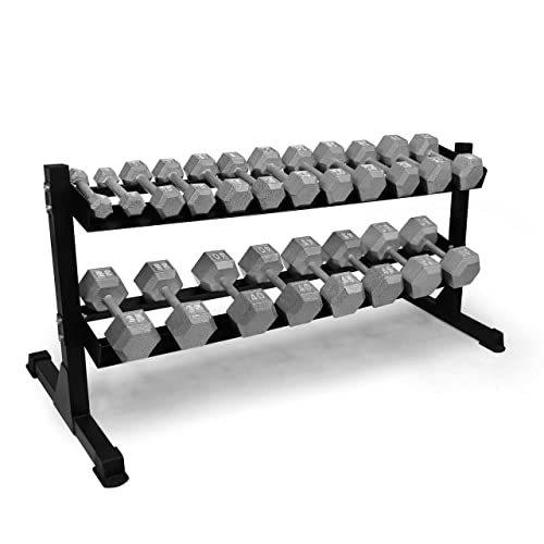 WF Athletic Supply Cast Iron Dumbbell Set, Solid Hexagon Grey Dumbbell Set, Strength Training Free Weights for Women & Men