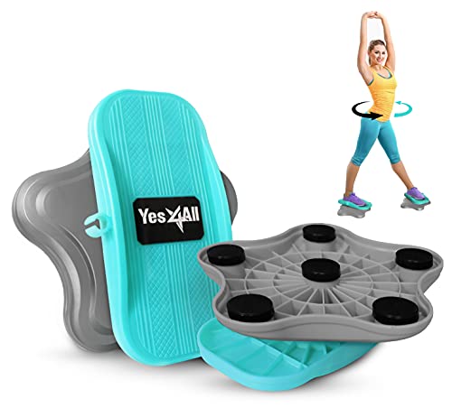 Yes4All Core Ab Twister Board Exercise Equipment For Waist Trainer, Abdominal Exercise- Pair, Gray/Teal