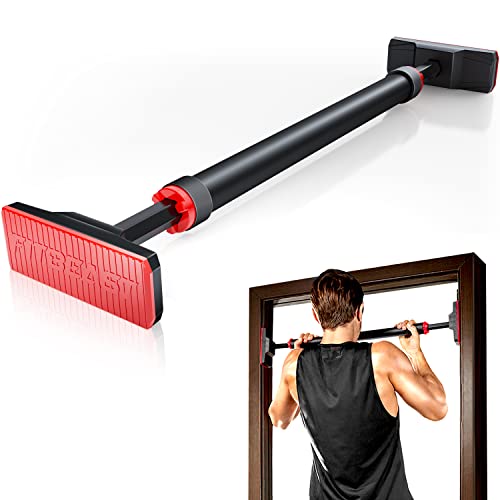 FitBeast Pull Up Bar for Doorway, Strength Training Pullup Bar with No Screws, Chin Up Bar with Adjustable Width Locking Mechanism, Doorway Pull Up Bar Max Load 600lbs for Home Gym Upper Body Workout