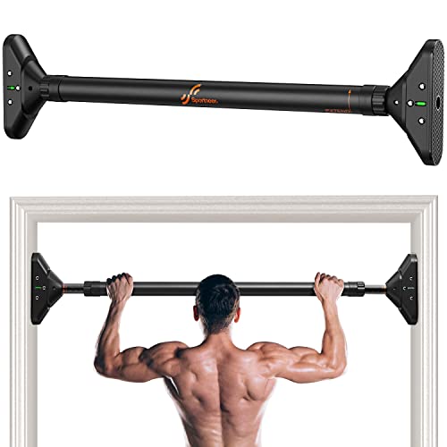 Sportneer Pull Up Bar: Strength Training Chin Up Bar without Screws – Adjustable Width Locking Mechanism Pull-up Bar for Doorway – Max Load 440lbs for Home Gym Upper Body Workout, Non-slip Comfort