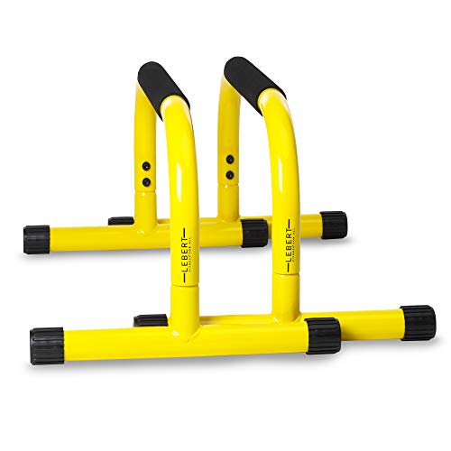 Lebert Fitness Parallette Bars | Push Up Bar Dip Stand | Calisthenics Exercise Equipment for Home, Gym, Office | Strength Training Non-Slip Parallel Bars | Compact | All Fitness Levels | Yellow