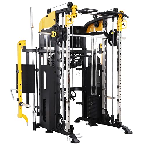 Altas Strength Smith Machine with Lever Arms Pulley Ratio 2:1 Squat Rack Pull Up Bar Upper Body Strength Training Leg Developer Light Commercial Home Gym Strength Training 3061B