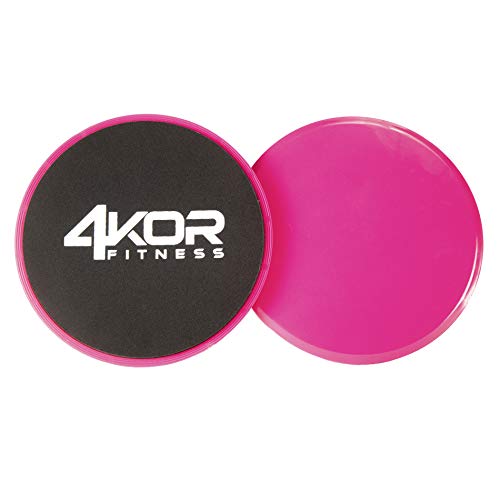 4KOR Fitness Sliders | Dual Sided Gliding Discs | Use on Carpet or Hardwood Floors (Pink)