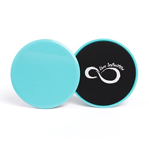 Gliding Core Disc Sliders 2 Pack by Live Infinitely – Exercise On Any Surface With Our Non-Catch Edges Designed For Smooth Sliding – Dual Sided Trainers Ideal For Home Abdominal & Core Workouts -Teal