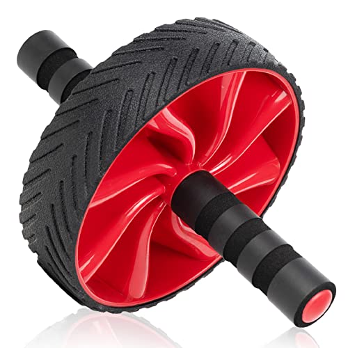 Ab Wheel Roller home workout, ab roller wheels for Abdominal & Core Strength Training,ab workout wheel for Home Gym Fitness,Suitable for Beginner and Advanced Level(red)-ab roller kit
