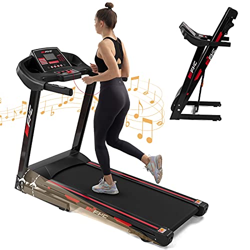 FYC Folding Treadmill for Home – 330 LBS Weight Capacity Running Machine with Incline/Bluetooth, 3.5HP Foldable 16KM/H Max Speed Electric Treadmill Easily Assembly, Home Gym Workout Exercise