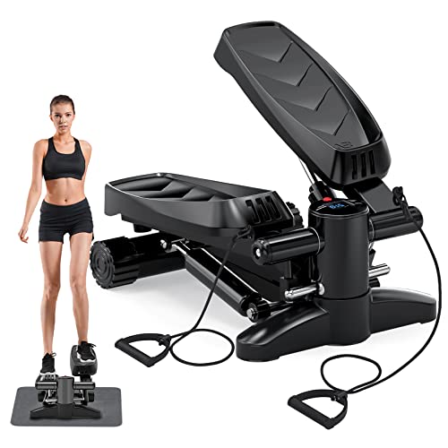 Tohoyard Mini Steppers for Exercise, Portable Mini Stair Stepper Exercise Equipment for Home with Resistance Band & Calories Display & Non-Slip Mat,Aerobic Step Fitness Machines for Office Workout