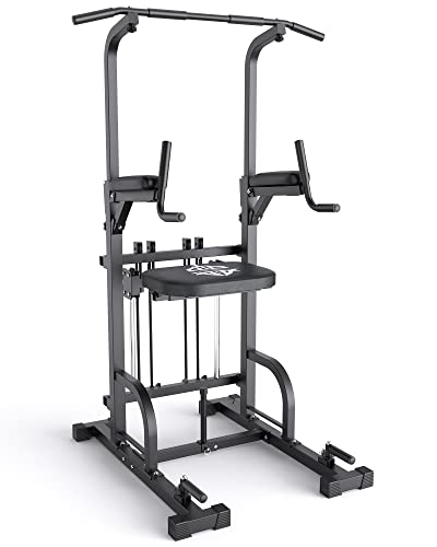 Sportsroyals Power Tower Pull Up Dip Station Assist Chin Stand Multi-Function Home Gym Strength Training Fitness Equipment 440LBS