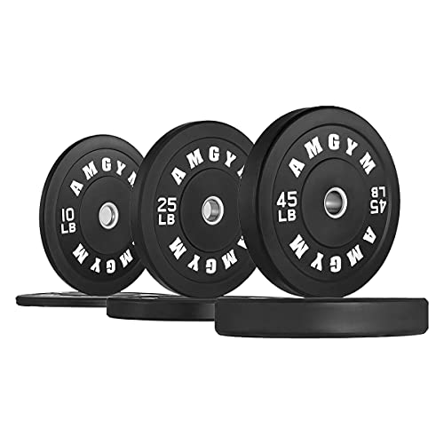 AMGYM LB Bumper Plates Olympic Weight Plates, Bumper Weight Plates, Steel Insert, Strength Training(160LB Set)