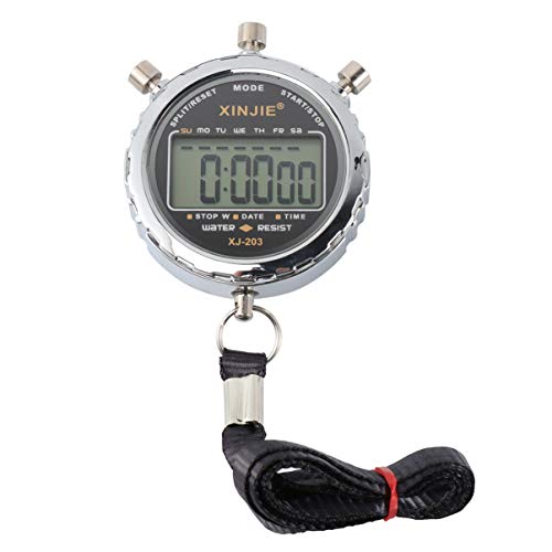 ULTECHNOVO Metal Stopwatch Timer, Digital Stopwatch with Extra Large Display and Buttons Waterproof Metal Handheld Chronograph LCD Stopwatch Digital Timer for Sports Running