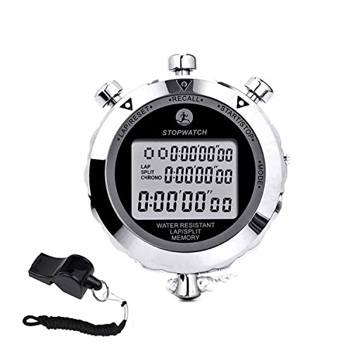 Rolilink Stopwatch,Metal Stop Watch for Sports Waterproof Stopwatches Timer for Sports and Competitions (10 Lap)