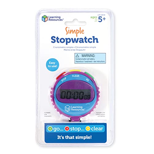 Learning Resources Simple 3 Button Stopwatch, Supports Science Investigations, Timed Math Exercises, Elapsed Time Tracking, Ages 5+