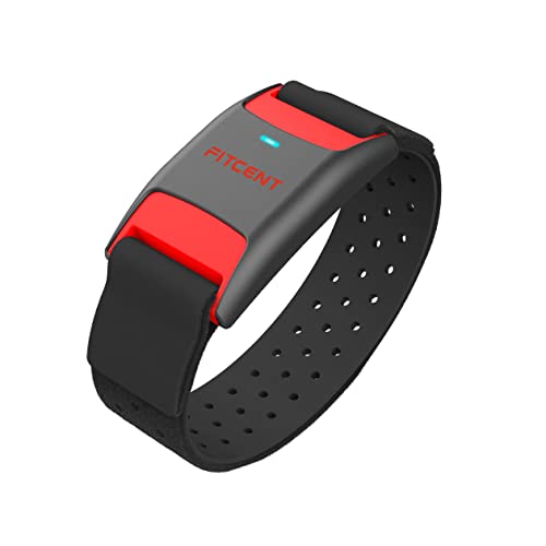 FITCENT Heart Rate Monitor Armband, Bluetooth ANT+ Optical Heart Rate Sensor Arm Band, Rechargeable Fitness Tracker for Peloton Strava Zwift Polar Beat DDP Yoga Wahoo Fitness (Black)
