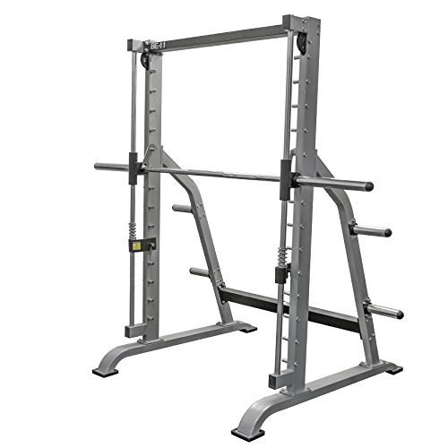 Valor Fitness BE-11 Smith Machine – Power Squat Press Rack – Olympic Plate Storage – Attached Sliding Knurled Barbell – Heavy Duty Weight Lifting Gym Equipment Total Body Workout Max Weight 500 lbs