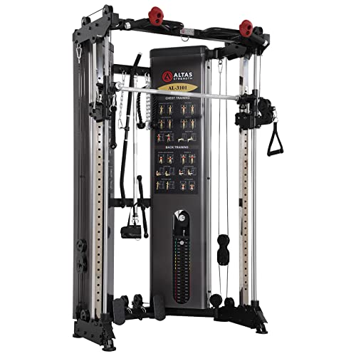 Altas Strength Folding Home Gym Smith Machine with Pulley System Gym Squat Rack Weight Bar Upper Body Strength Training Leg Developer Commercial Fitness Equipment Included Accessories 3101