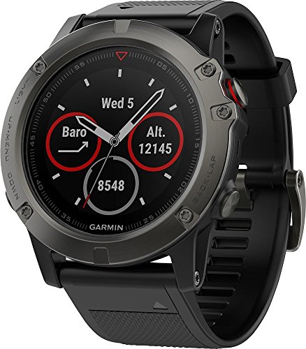 Garmin 010-01733-00 Fenix 5X Sapphire – Slate Gray with Black Band