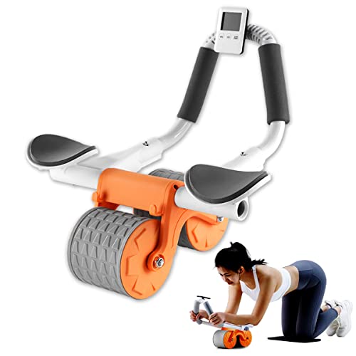 New 2023 Upgrade Ab Roller Wheel Exercise with Elbow Support, Automatic Rebound Abdominal Wheel, Plank Abs Roller Workout for Home Gym Fitness, Double Wheel Ab Roller Equipment for Core Workout