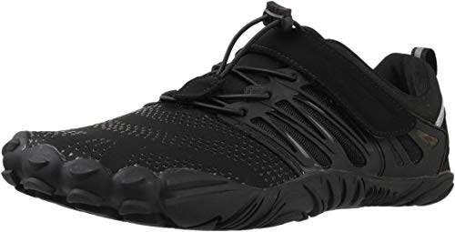 WHITIN Men’s Trail Running Shoes Minimalist Barefoot 5 Five Fingers Wide Width Toe Box Gym Workout Fitness Low Zero Drop Male Sneakers Treadmill Free Athletic Ultra Black Size 11