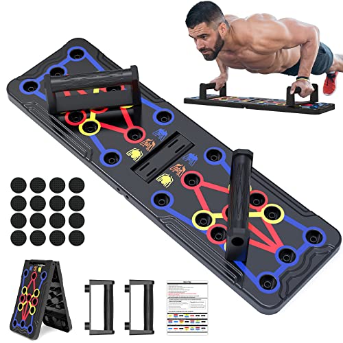 Push Up Board, Hinsarcd Foldable Multi-Function 20 In 1 Push Up Bar Chest Muscle Exercise Professional Protable Homeworkout Equipment Pushup Board Fitness Burn Fat Strength Training for Men & Women