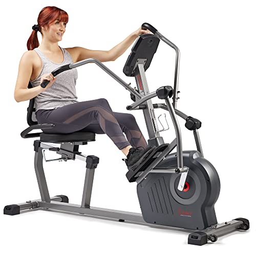 Sunny Health & Fitness Elite Recumbent Cross Trainer & Elliptical Machine with 12-Level Magnetic Resistance, Easy Adjust Seat & Exclusive SunnyFit® App Enhanced Bluetooth Connectivity – SF-RBE420049